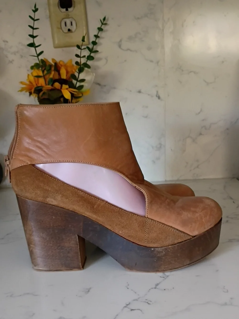 Free People Women’s Platform Ankle Boots in Light Brown